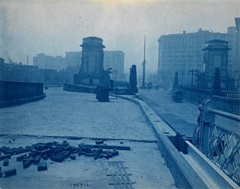 EUGENE DE SALIGNAC (1861-1943) Group of 24 photographs depicting construction of the Manhattan Bridge, in NYC.
